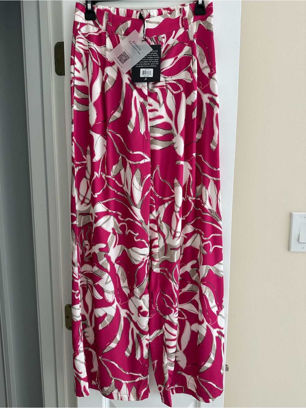Adrienne Landau Magenta Floral Print Wide-Leg Pants